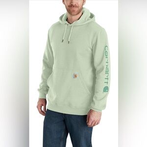 Size:XL Tall🔥CARHARTT Pullover Hoodie Mens Loose Fit Midweight LOGO SLEEVE
